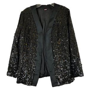 Vintage Womens Black Sequin Jacket Size Small